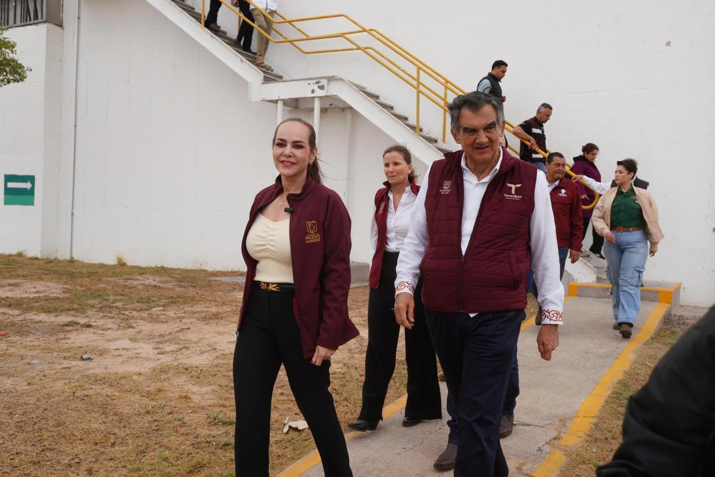 SUPERVISAN GOBERNADOR AMÉRICO VILLARREAL Y ALCALDESA CARMEN LILIA CANTUROSAS AVANCES DE OBRAS EN PLANTA PITAR