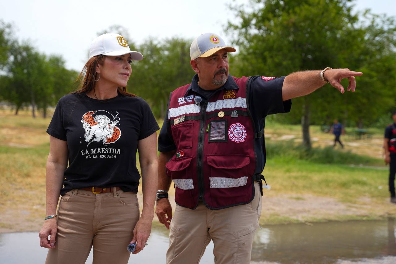SUPERVISA CARMEN LILIA CANTUROSAS CRECIENTE DEL RÍO BRAVO Y DESPLIEGA OPERATIVO DE PROTECCIÓN CIVIL