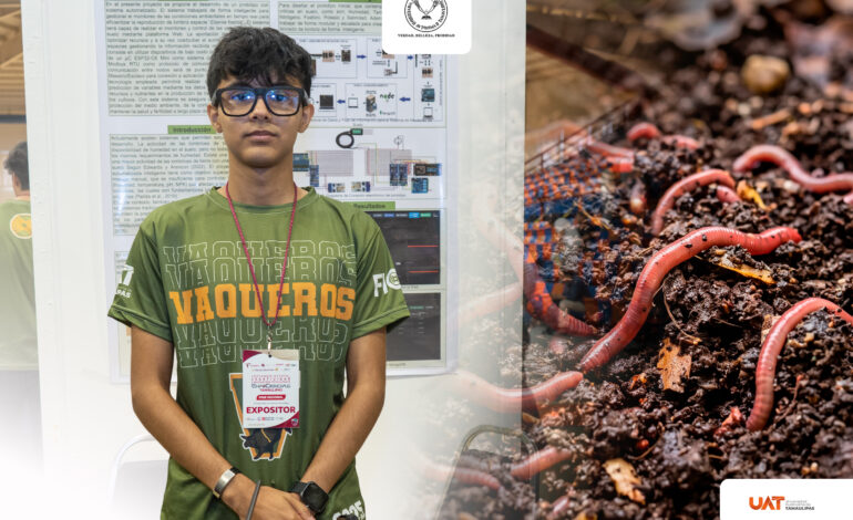 Estudiante de la UAT desarrolla prototipo con IA para optimizar la lombricultura a bajo costo